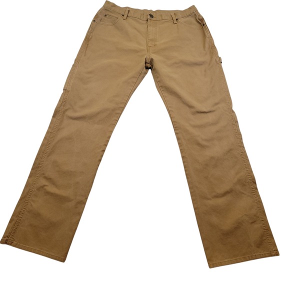 Dickies Mens 36x34 Flex Duck Utility Carpenter Jeans Pants Tool Pockets Brown - Picture 3 of 8
